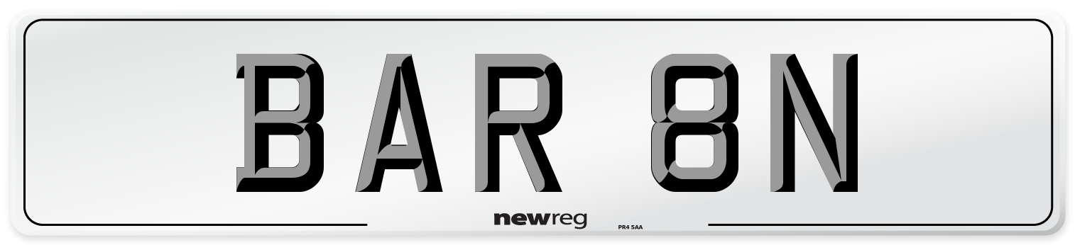 BAR 8N Number Plate from New Reg